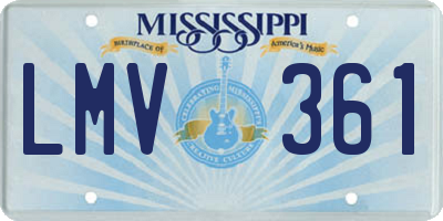 MS license plate LMV361