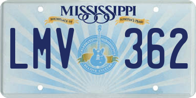 MS license plate LMV362