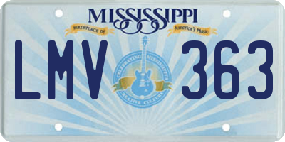 MS license plate LMV363