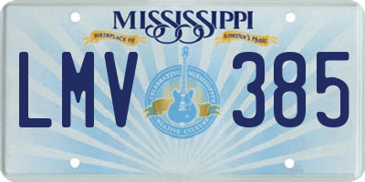 MS license plate LMV385