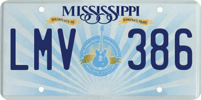 MS license plate LMV386