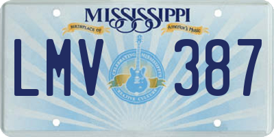 MS license plate LMV387