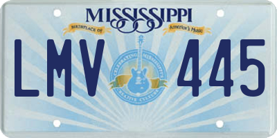 MS license plate LMV445