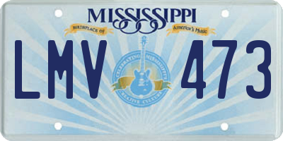 MS license plate LMV473