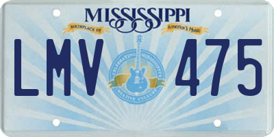 MS license plate LMV475