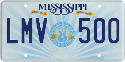 MS license plate LMV500