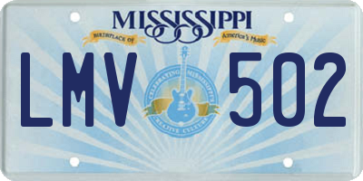 MS license plate LMV502