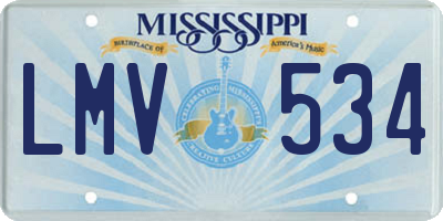 MS license plate LMV534