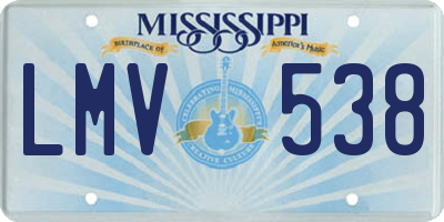 MS license plate LMV538