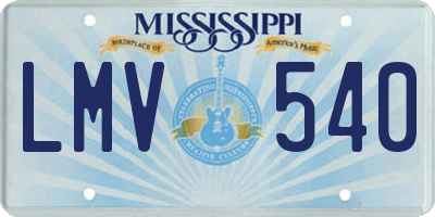 MS license plate LMV540