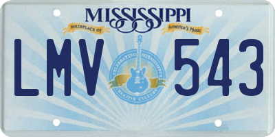 MS license plate LMV543