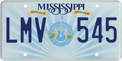 MS license plate LMV545