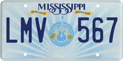 MS license plate LMV567
