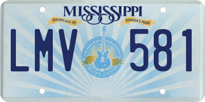 MS license plate LMV581