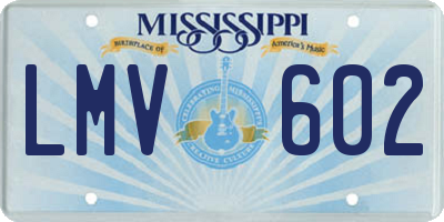 MS license plate LMV602