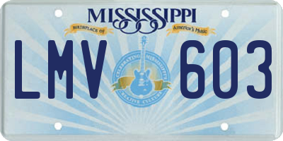 MS license plate LMV603