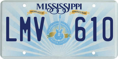 MS license plate LMV610