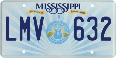 MS license plate LMV632