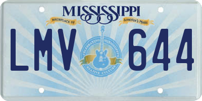 MS license plate LMV644