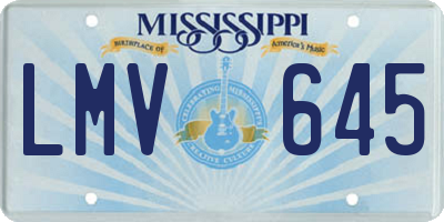 MS license plate LMV645