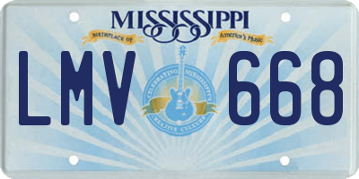 MS license plate LMV668