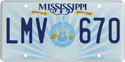 MS license plate LMV670