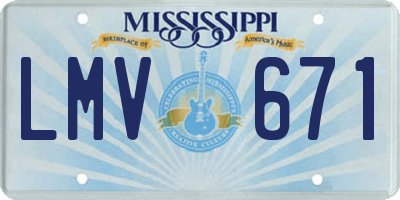 MS license plate LMV671