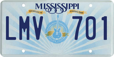 MS license plate LMV701