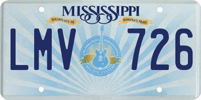 MS license plate LMV726