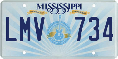 MS license plate LMV734