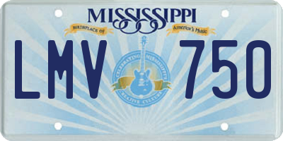 MS license plate LMV750
