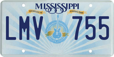 MS license plate LMV755