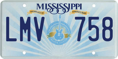 MS license plate LMV758