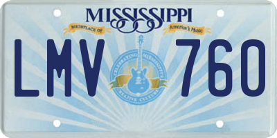 MS license plate LMV760