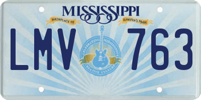 MS license plate LMV763