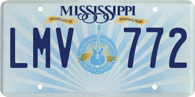 MS license plate LMV772