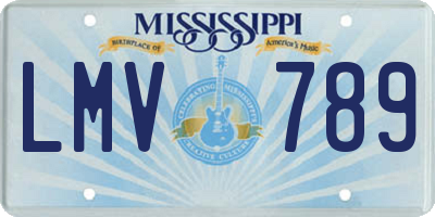 MS license plate LMV789