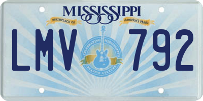 MS license plate LMV792