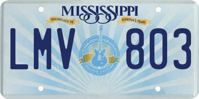 MS license plate LMV803