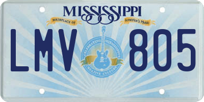 MS license plate LMV805