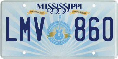 MS license plate LMV860
