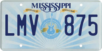 MS license plate LMV875