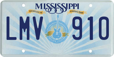 MS license plate LMV910