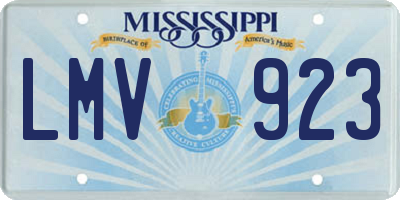 MS license plate LMV923