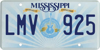 MS license plate LMV925