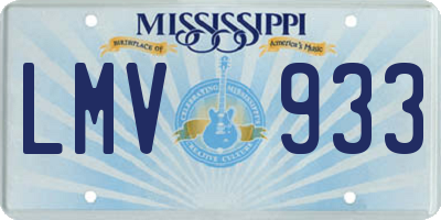 MS license plate LMV933