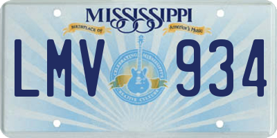 MS license plate LMV934