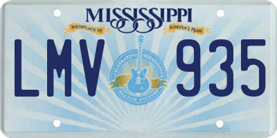 MS license plate LMV935