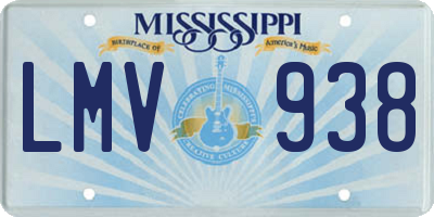 MS license plate LMV938