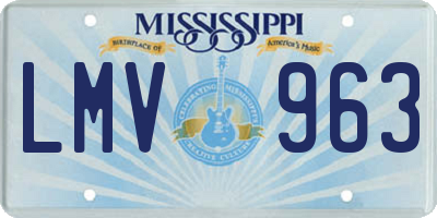 MS license plate LMV963